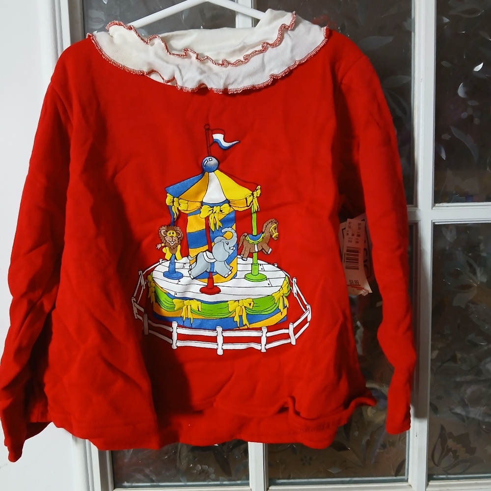 Basic Edition Girls Carousel Horse Graphic Sweatshirt Vintage 5t Flawwed"
